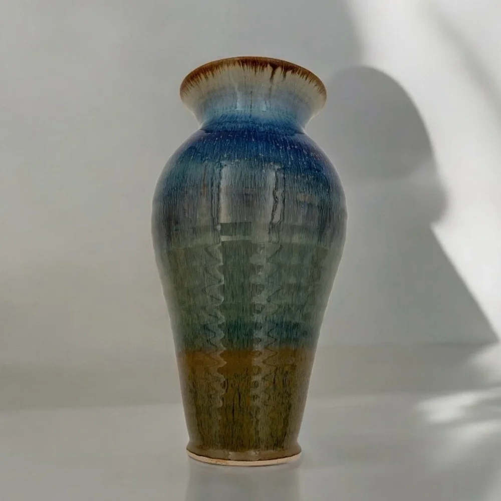 Vintage Large Blanket Creek Art Pottery Vase, Hand Thrown, Drip Glaze, Signed - Picture 2 of 8